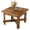 31.5 Inch Solid Wood Square Coffee Table, Farmhouse Center Table with Cross Base