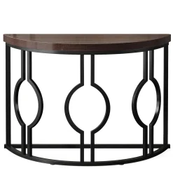 43" Industrial Console Table, Half Moon Shaped Accent Sofa Table