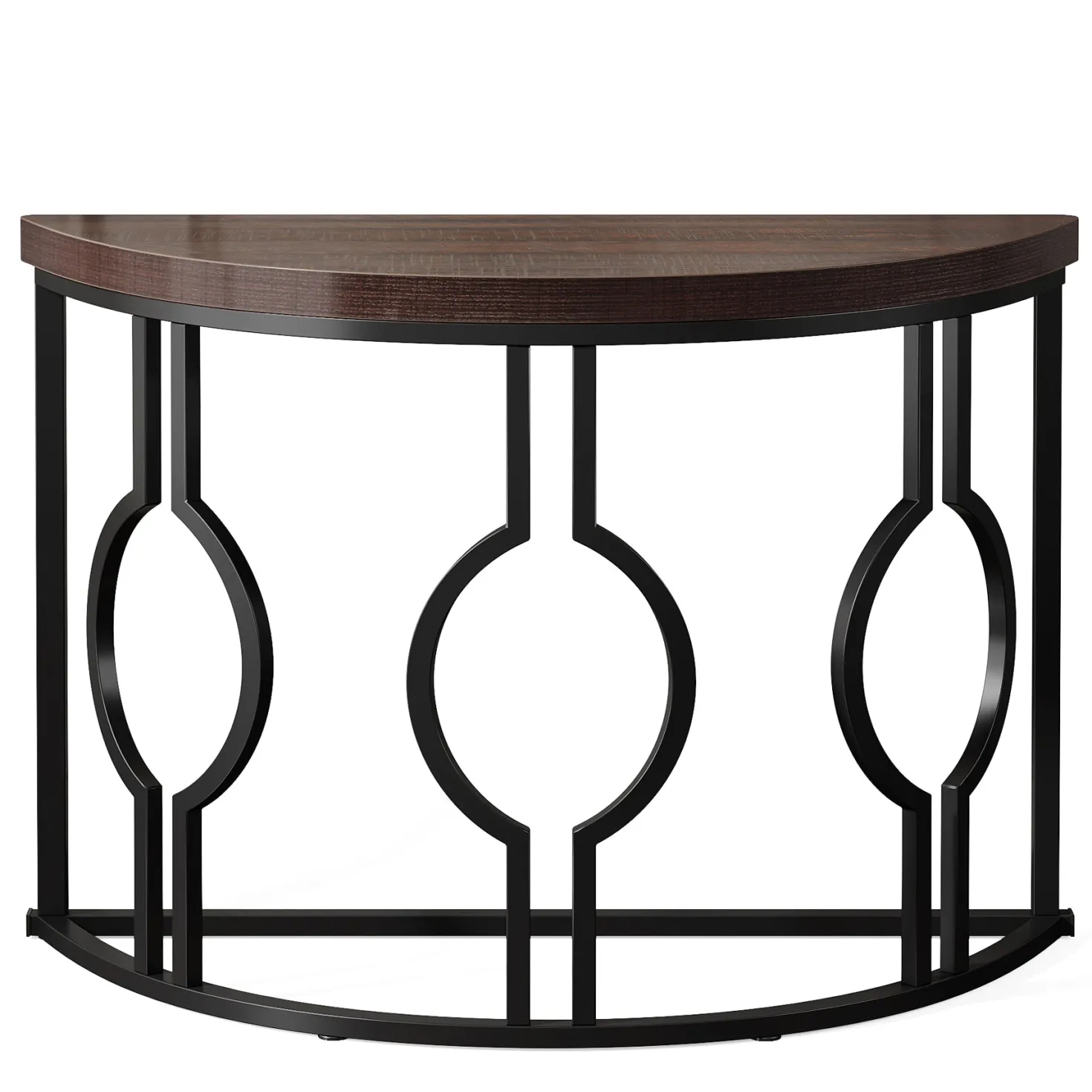 43" Industrial Console Table, Half Moon Shaped Accent Sofa Table