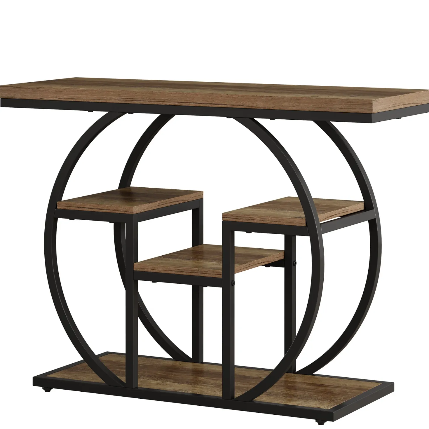41.3" Industrial Console Table, 4-Tier Sofa Table with Storage Shelves