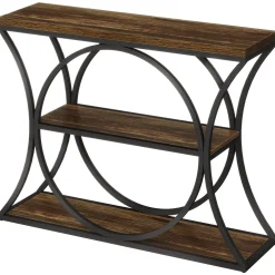 41.3" Industrial Console Table with 3-Tier Storage, Narrow Entryway Sofa Table with Arched Metal Frame