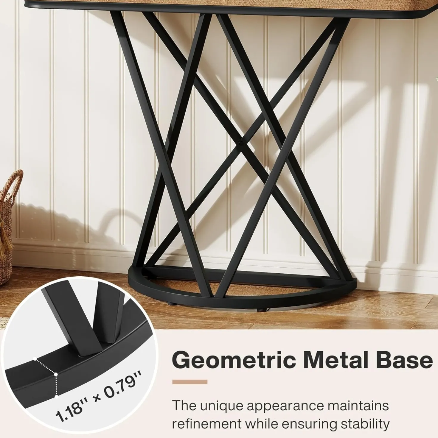 41.3" Industrial Console Table, Narrow Entryway Table with Metal Base