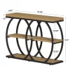 41.3" Industrial Console Table with 3-Tier Shelves, Narrow Entryway Sofa Table with Metal Frame