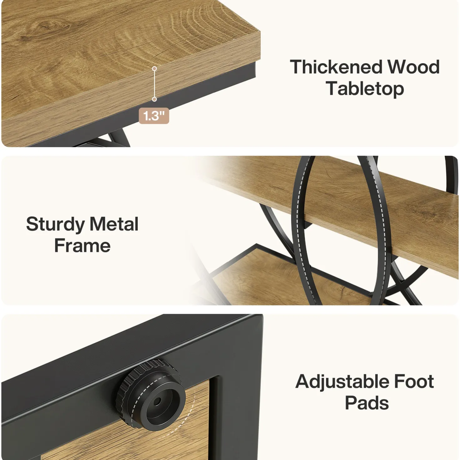 41.3" Industrial Console Table with 3-Tier Shelves, Narrow Entryway Sofa Table with Metal Frame