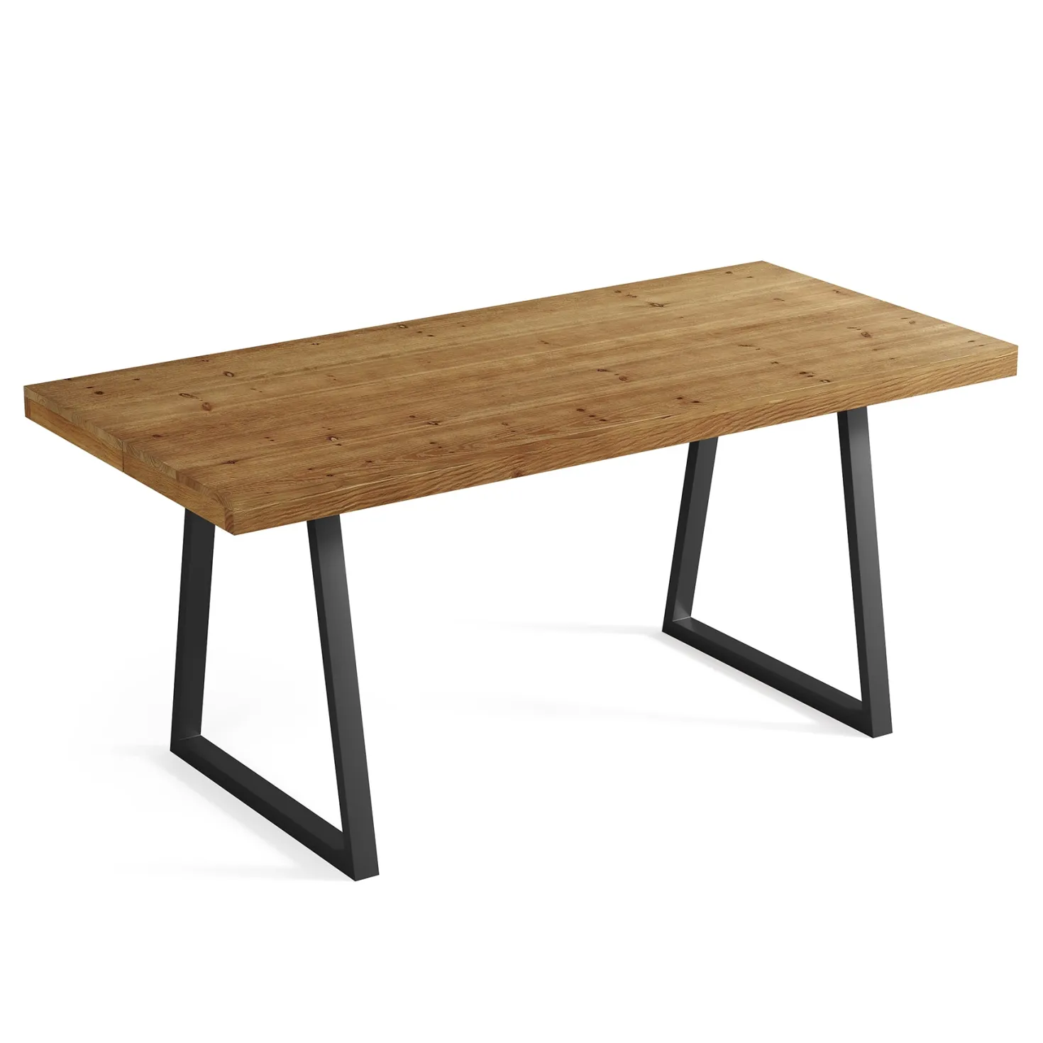 63" Industrial Dining Table, Solid Wood Rectangular Kitchen Table for 4-6 People