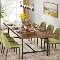 70.8" Industrial Dining Table, Rectangle Kitchen Table for 6-8 People