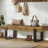 63" Industrial Entryway Bench, Farmhouse Wood Shoe Bench End of Bed Stool with Metal Legs