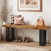47" Industrial Entryway Bench, Solid Wood Shoe Bench End of Bed Bench