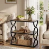 23.6” Industrial Nightstand, Bedside Table With 3-Tier Open Shelves For Small Bedrooms