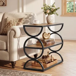 23.6” Industrial Nightstand, Bedside Table With 3-Tier Open Shelves For Small Bedrooms