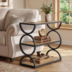 23.6” Industrial Nightstand, Bedside Table With 3-Tier Open Shelves For Small Bedrooms