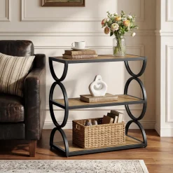 23.6” Industrial Nightstand, Bedside Table With 3-Tier Open Shelves For Small Bedrooms