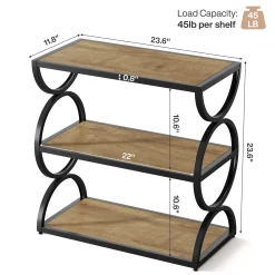 23.6” Industrial Nightstand, Bedside Table With 3-Tier Open Shelves For Small Bedrooms