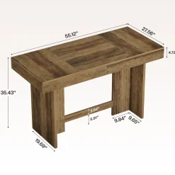 55" Kitchen Island, Farmhouse Stationary Table with Large Worktop
