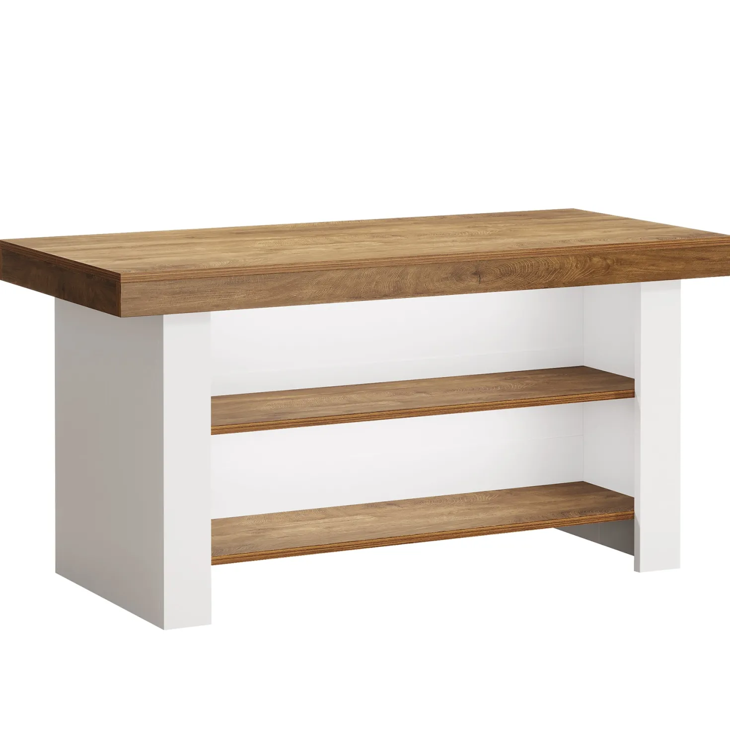 55" Kitchen Island, Farmhouse Center Island with 2 Tier Storage