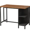 43" Kitchen Island Kitchen Counter Table with 5 Open Shelves