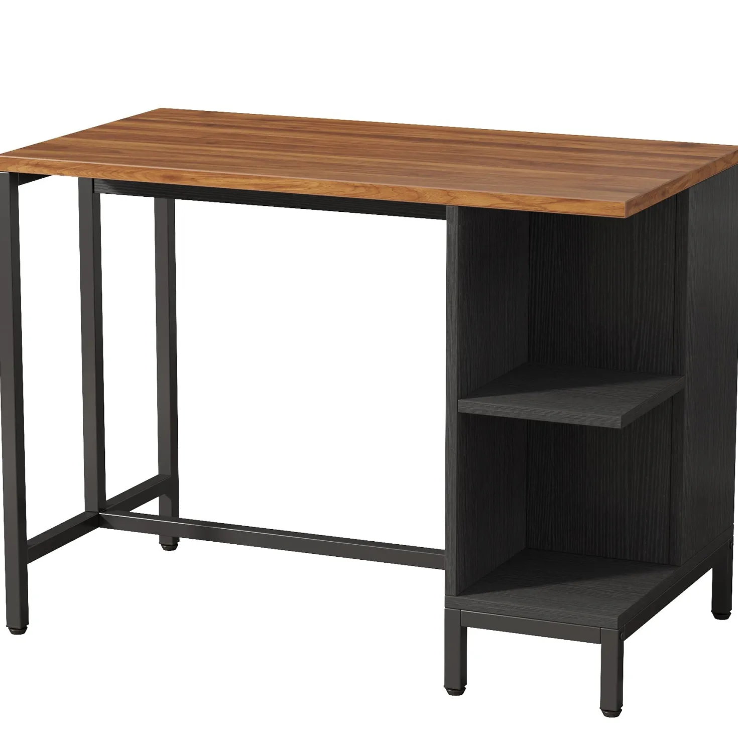43" Kitchen Island Kitchen Counter Table with 5 Open Shelves