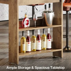 63" Kitchen Island, Large Home Bar Table with Double-Sided Storage Shelves