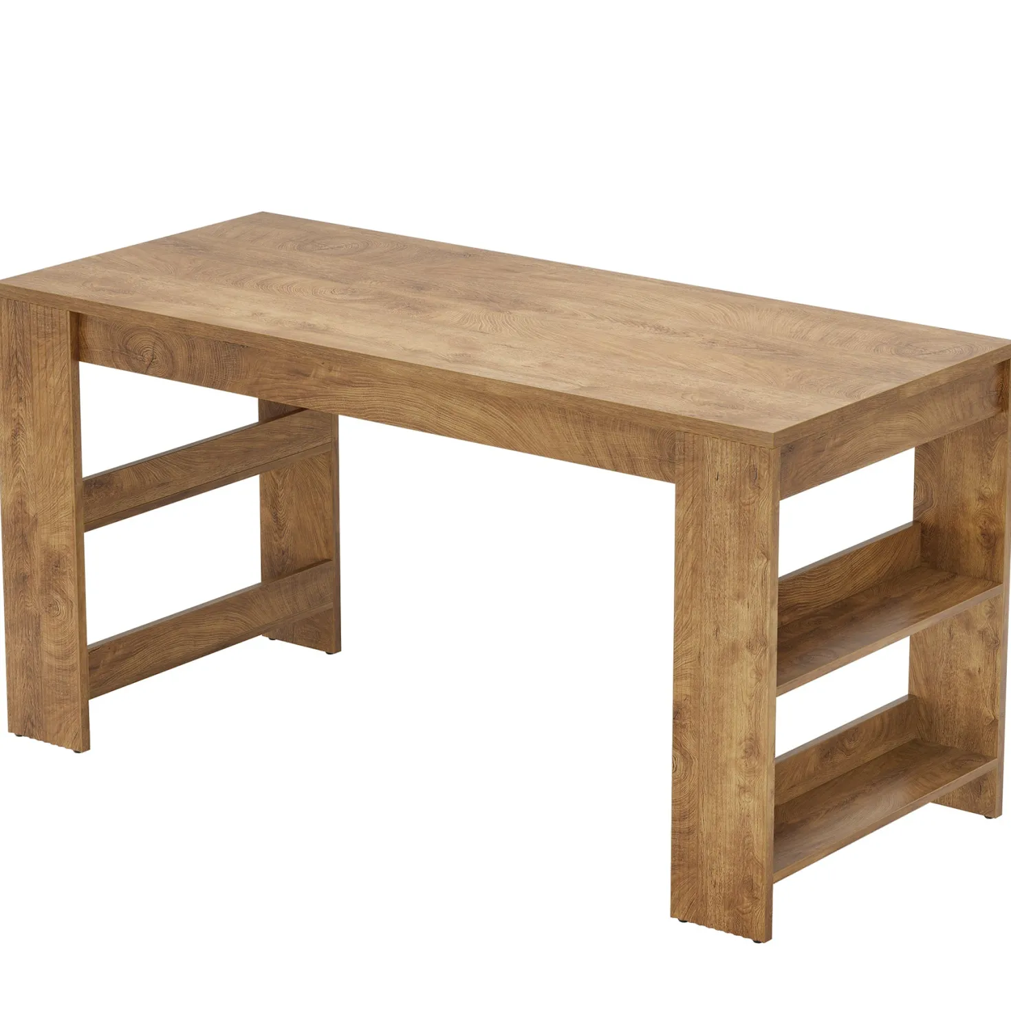 63" Kitchen Island, Large Home Bar Table with Double-Sided Storage Shelves