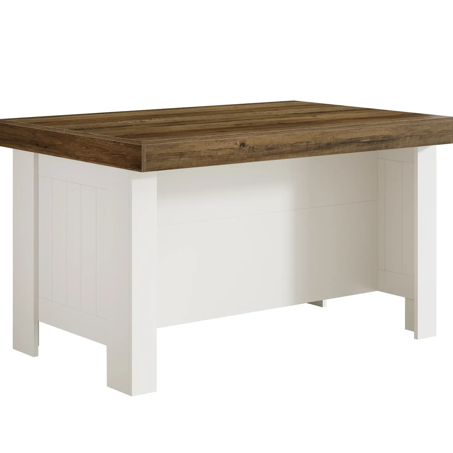 55" Kitchen Island Table, Farmhouse Counter Height Bar Table with Storage Shelves