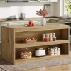 59" Kitchen Island, 3-Tier Farmhouse Stationary Island Table with Storage