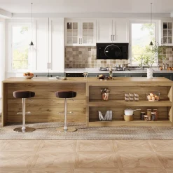 59" Kitchen Island, 3-Tier Farmhouse Stationary Island Table with Storage