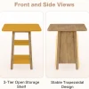 31.5" Kitchen Island with Storage, 3-Tier Square Counter Height Island Table