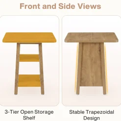 31.5" Kitchen Island with Storage, 3-Tier Square Counter Height Island Table