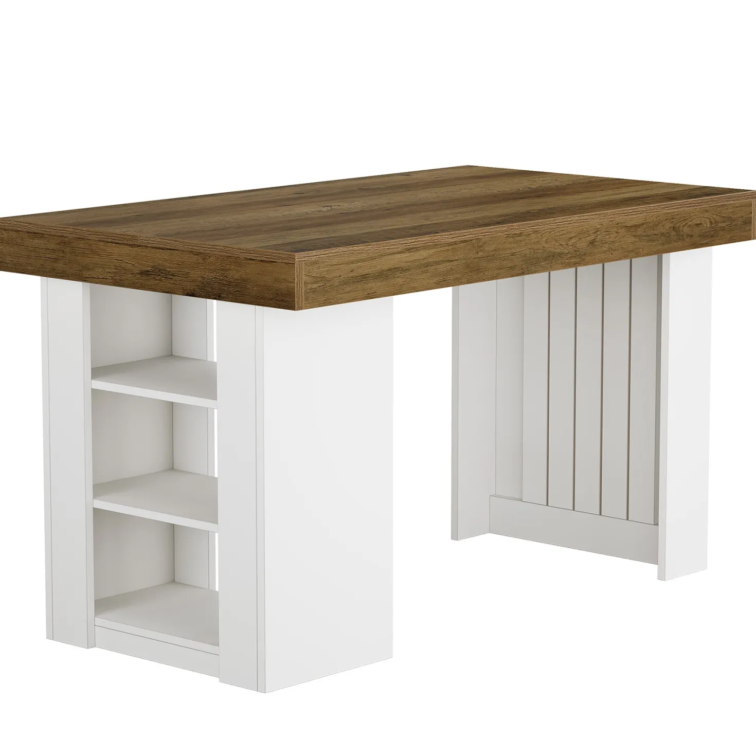55" Kitchen Island with Storage, Farmhouse Stationary Island Table for Kitchen