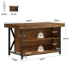 55" Kitchen Island with Storage, 3-Tier Stationary Island Table with Metal Frame