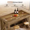 55" Kitchen Island, Wooden Bar Table with 2 Drawers and Open Shelf