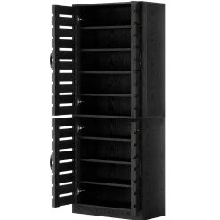 70.8" Kitchen Pantry Cabinet, 9-Tier Storage Cabinet with 2 Shutter Doors
