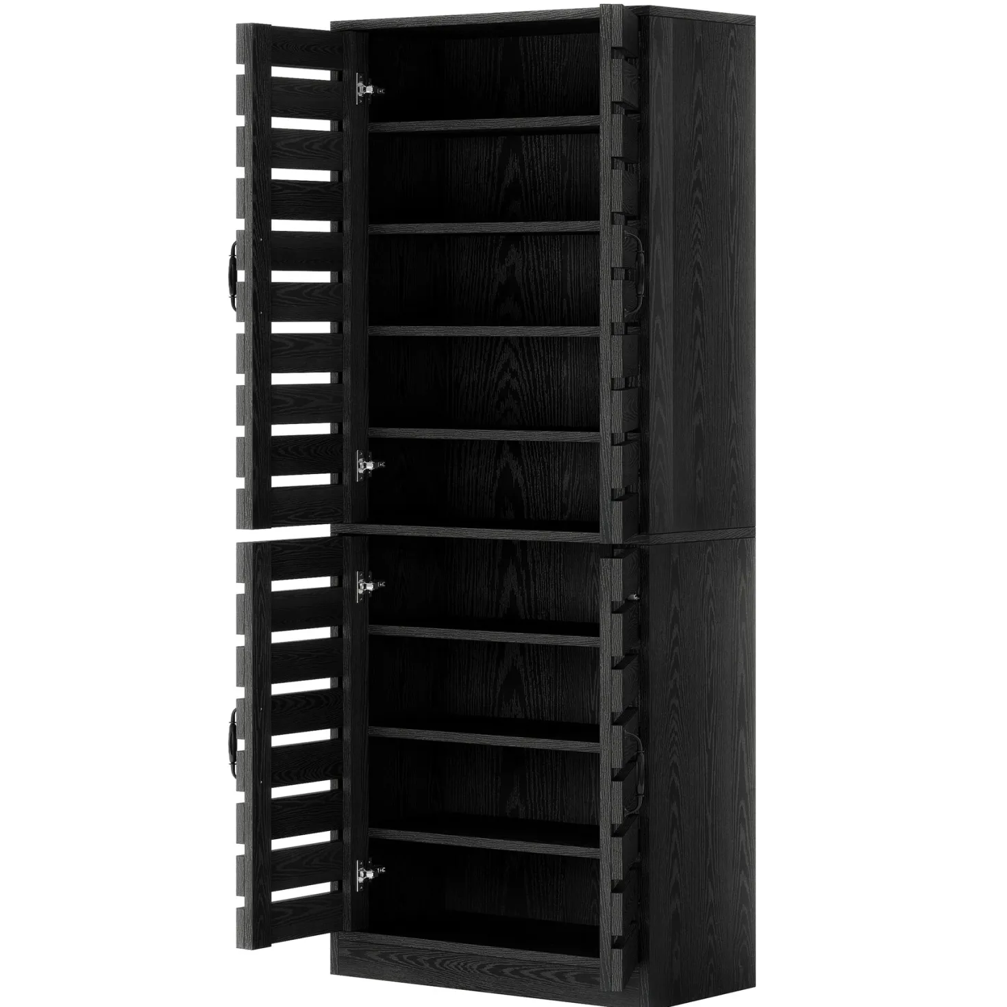 70.8" Kitchen Pantry Cabinet, 9-Tier Storage Cabinet with 2 Shutter Doors