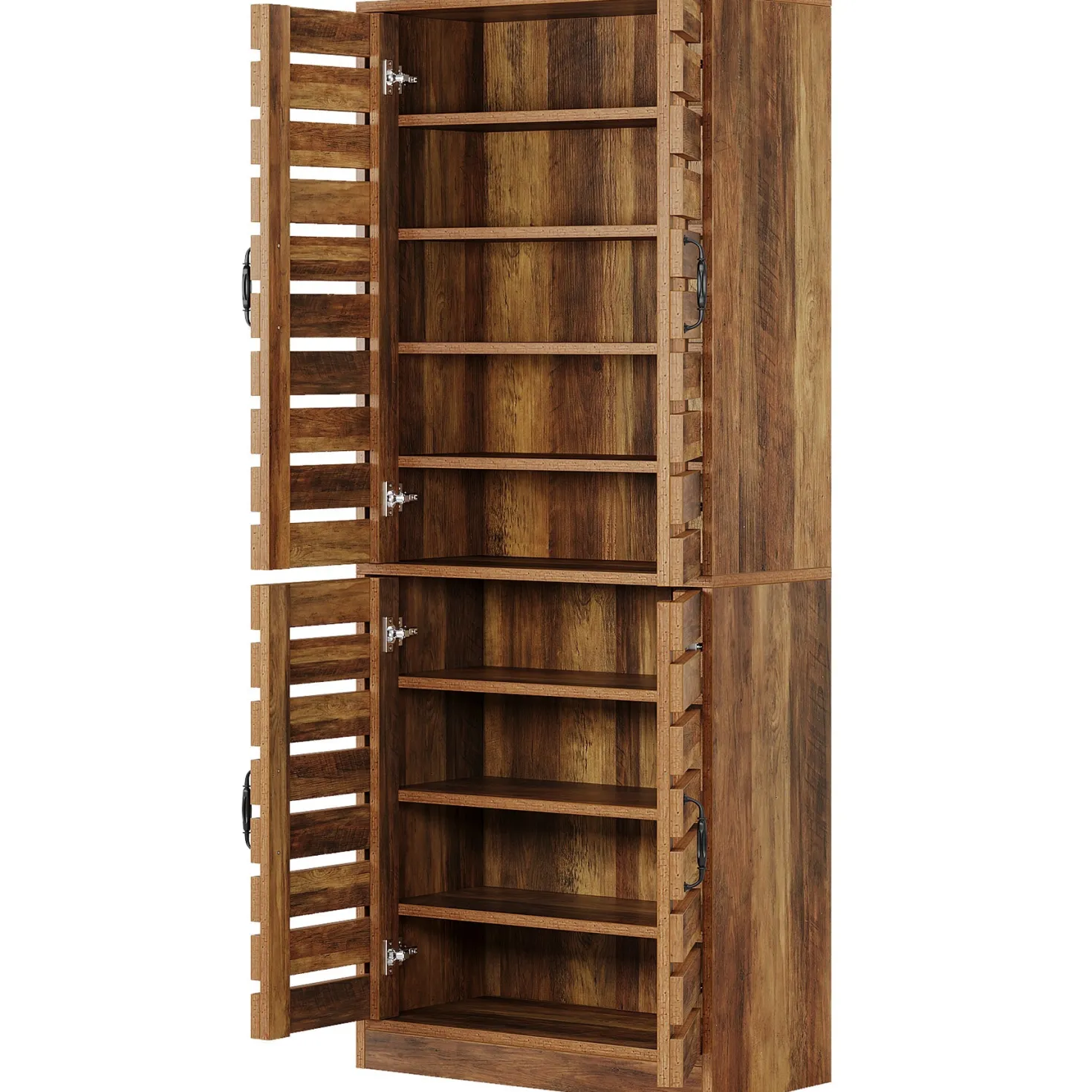 70.8" Kitchen Pantry Cabinet, 9-Tier Storage Cabinet with 2 Shutter Doors