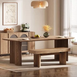 47" Kitchen Table Bench, Farmhouse Dining Bench with Sturdy Frame