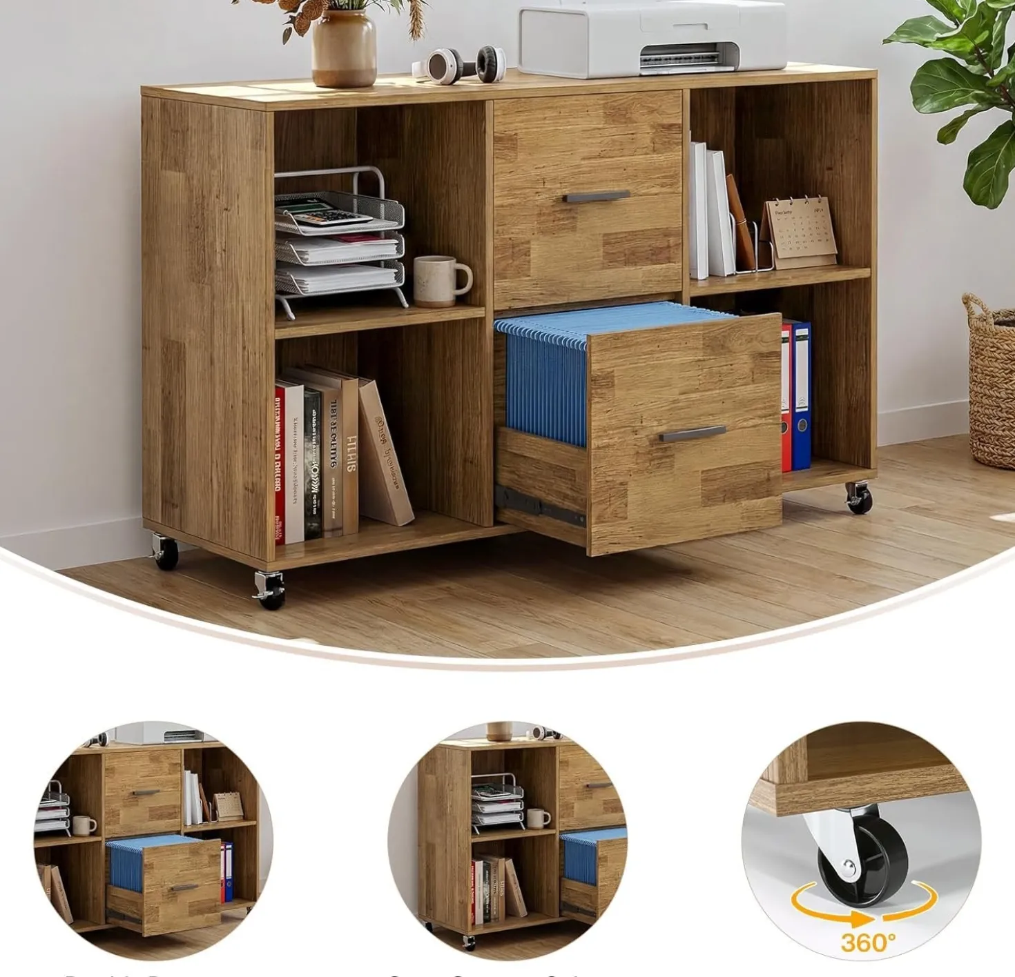 63" L Shaped Desk, Executive Office Desk with with Storage, Large Computer Table with Drawers and Shelves