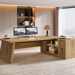78" L Shaped Executive Desk, Corner Computer Desk Home Office Desk