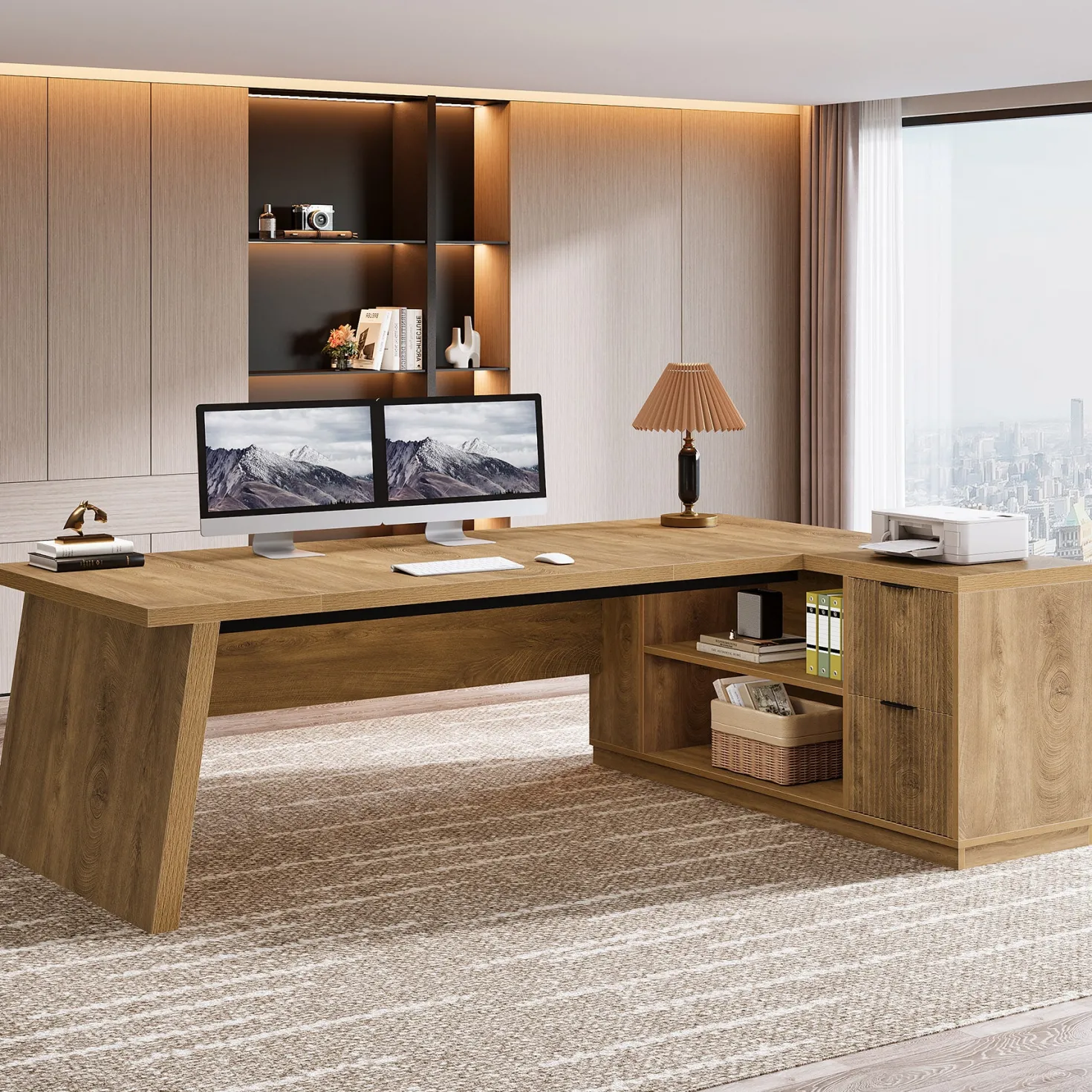 78" L Shaped Executive Desk, Corner Computer Desk Home Office Desk
