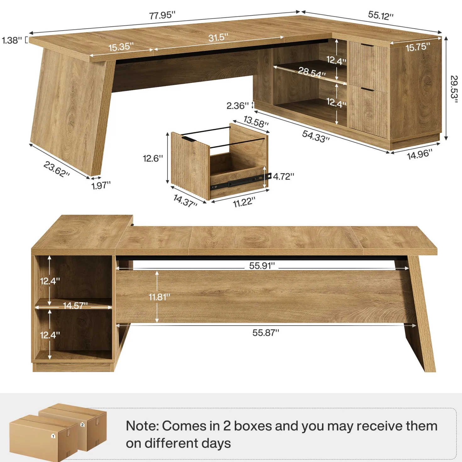 78" L Shaped Executive Desk, Corner Computer Desk Home Office Desk