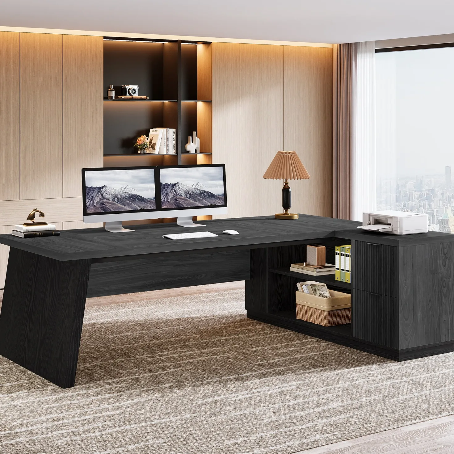 78" L Shaped Executive Desk, Corner Computer Desk Home Office Desk