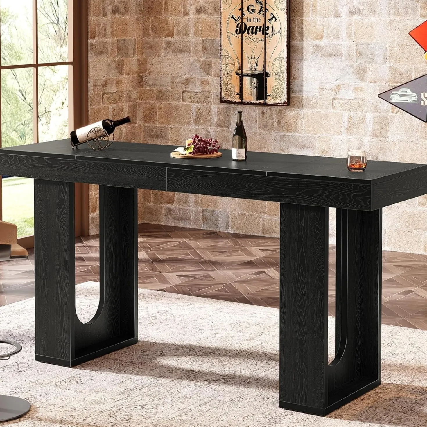 70.9" Long Bar Table, Rectangular Counter Height Pub Table Home Coffee Bar Unit