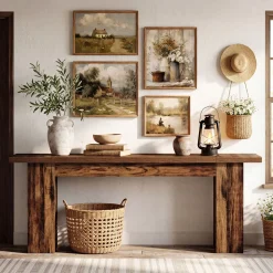 86.6" Long Console Table, Farmhouse Entryway Sofa Table Behind Couch for Hallway
