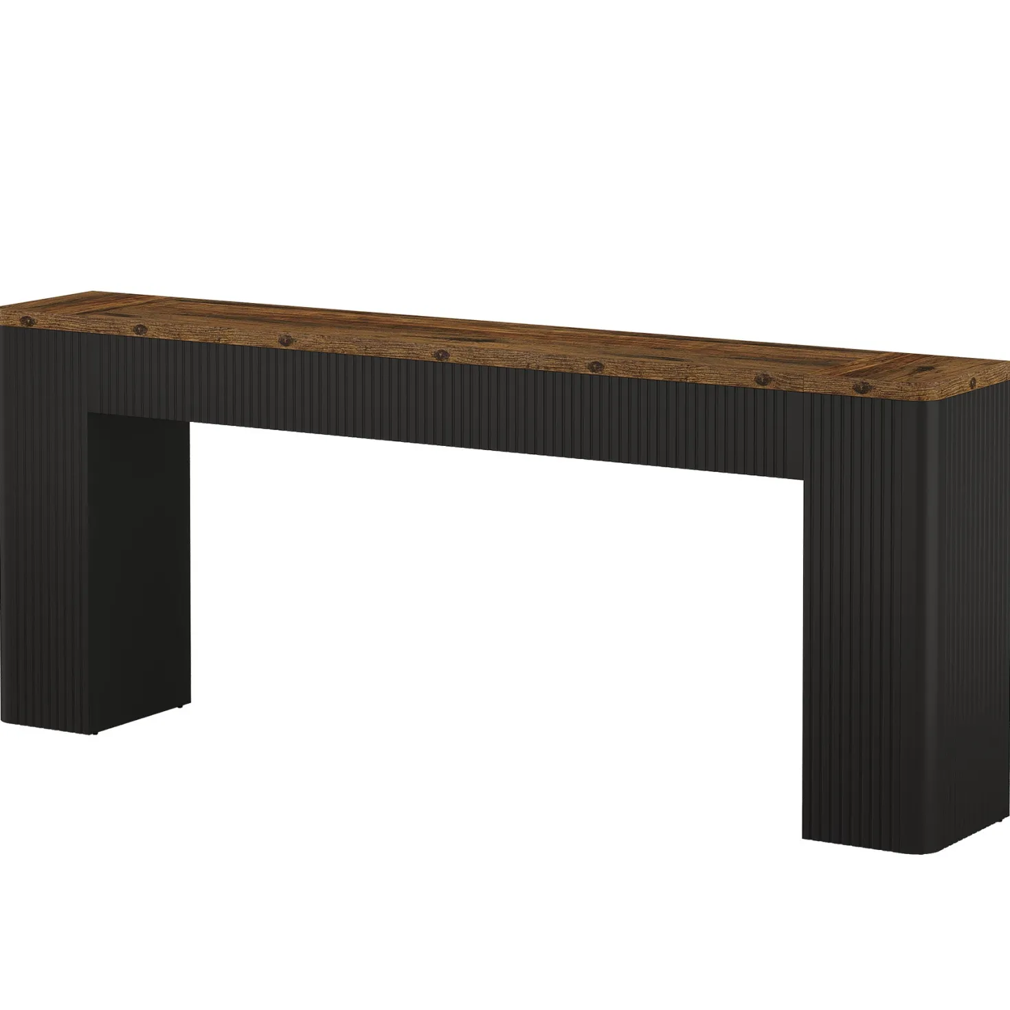 82.7" Long Console Table, Fluted Narrow Sofa Table Entryway Table with Curved Edges