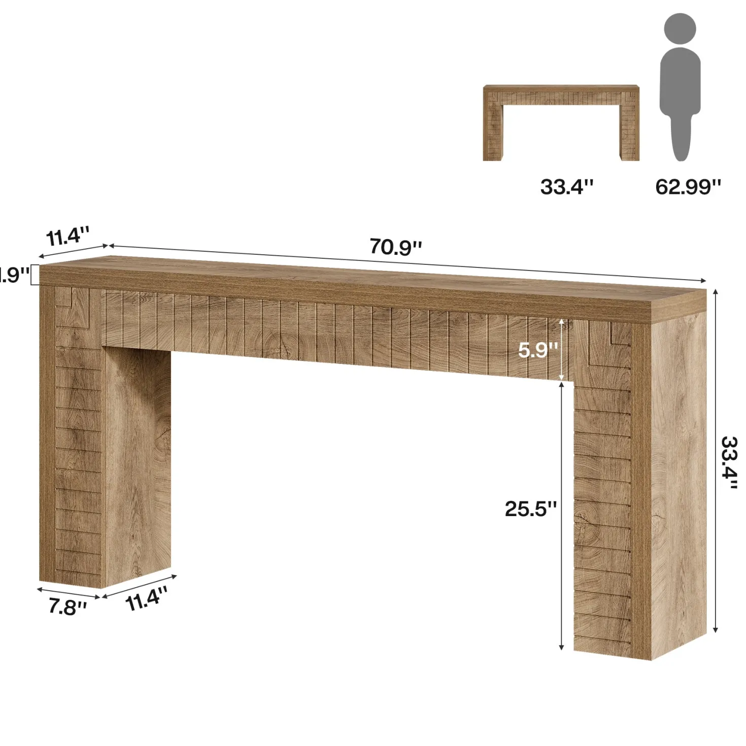 70.9" Long Console Table, Narrow Sofa Table Behind Couch for Hallway