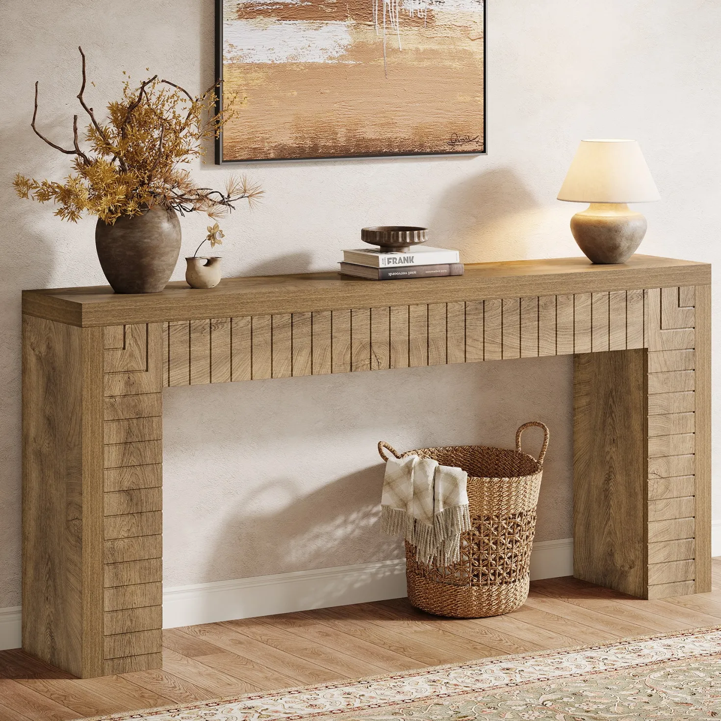 70.9" Long Console Table, Narrow Sofa Table Behind Couch for Hallway
