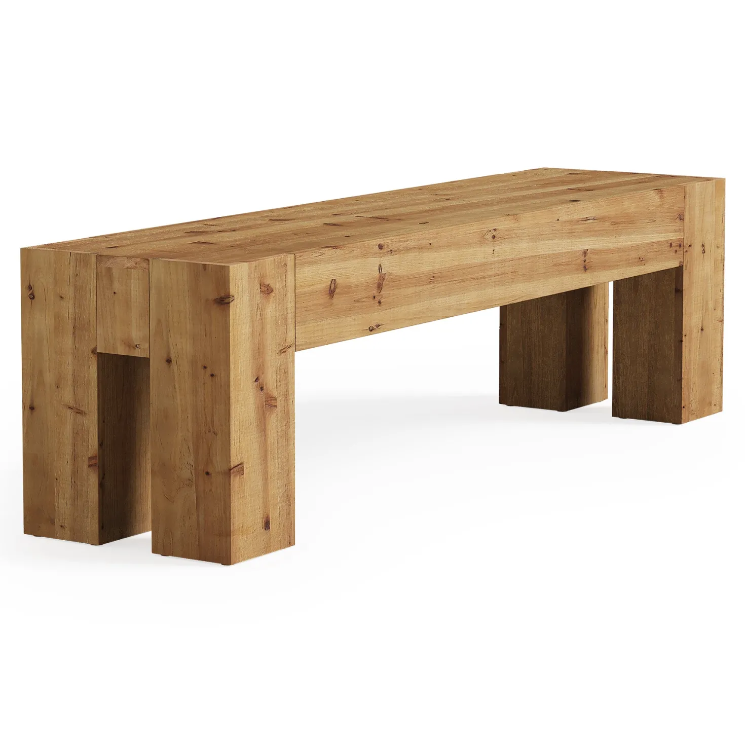 63" Long Dining Bench, Wood Kitchen Table Bench with Sturdy Frame