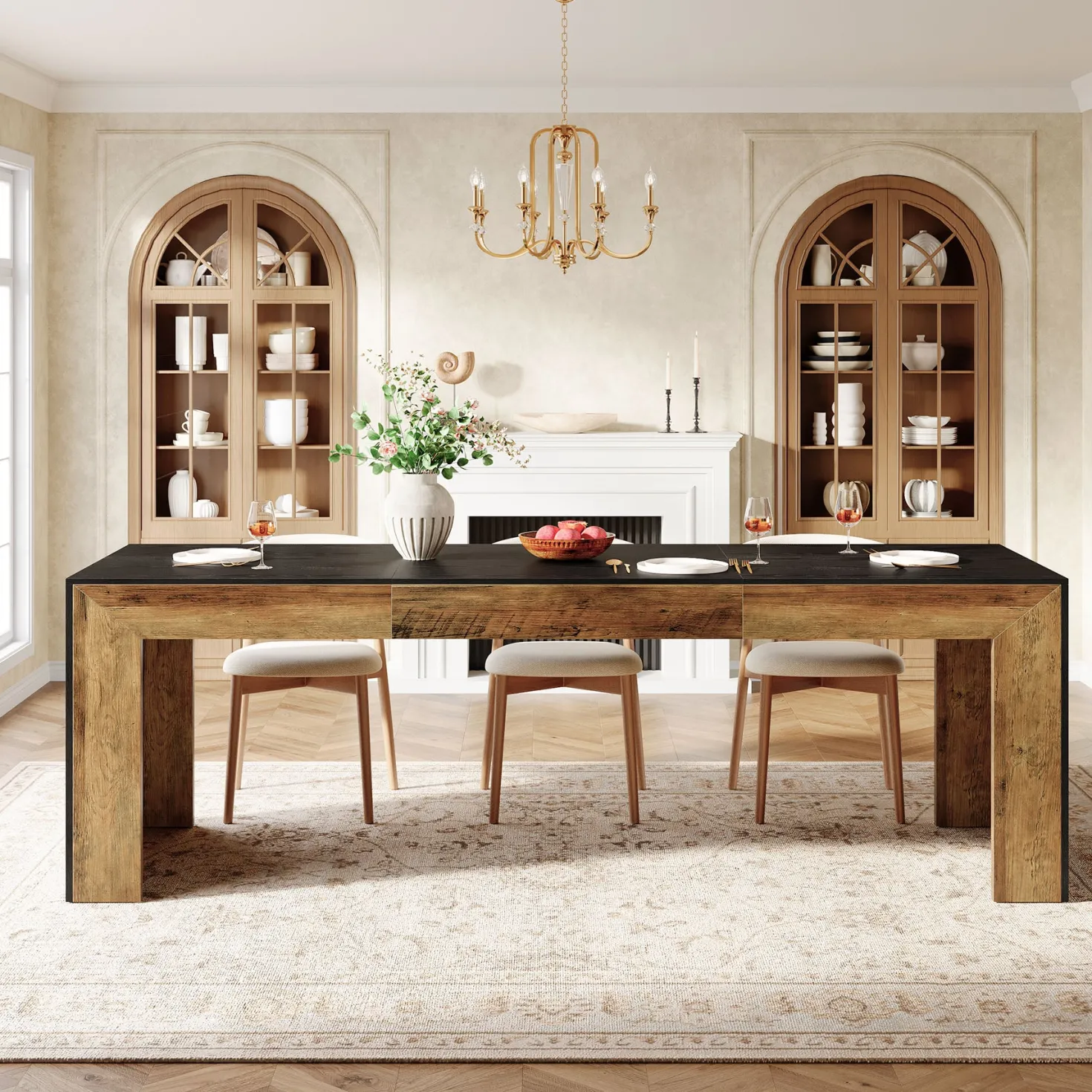 78.7" Long Dining Table, Rectangular Kitchen Table for 6-8 People