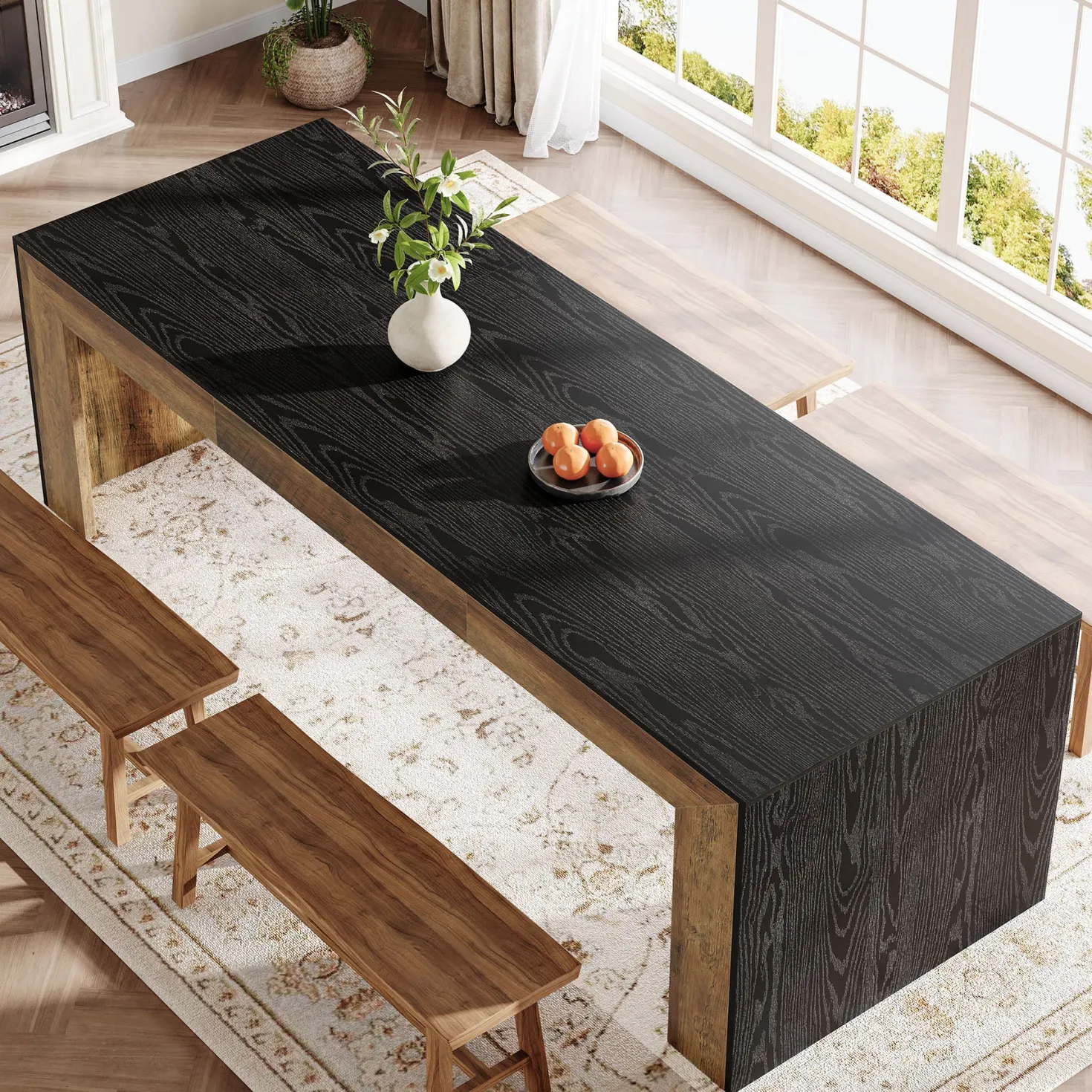 78.7" Long Dining Table, Rectangular Kitchen Table for 6-8 People