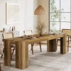 86.6" Long Dining Table, Rectangular Kitchen Table with Sturdy Legs for 6-8 People