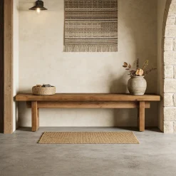 63“ Long Entryway Bench, Solid Wood End of Bed Indoor Seating